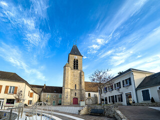 Street view of old village Vert le Grand in France