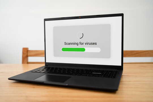 Anti malware software scanning computer looking for viruses and spyware.