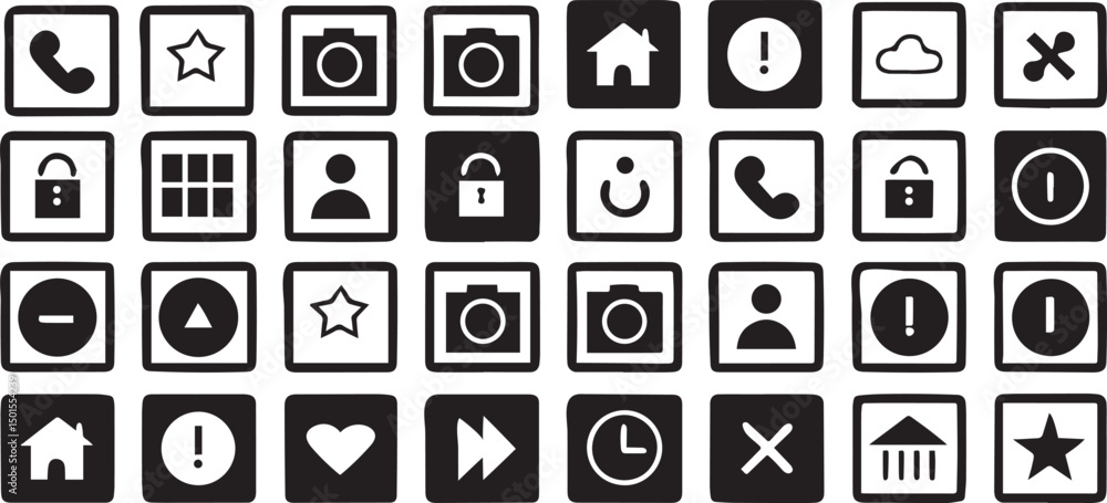 Poster editable stroke icon set professional minimal design