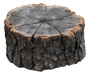 Aged Wood Log Cut Section on Transparent Background PNG