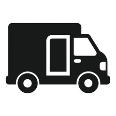 Flat Delivery Truck Icon with Cargo Simple Clean Design for Logistics and Shipping