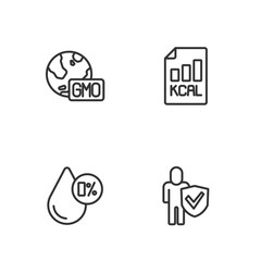 Set line Healthy lifestyle, Water balance, GMO and Diet plan icon. Vector