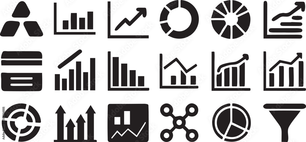 Poster minimalist data analysis icons with editable strokes