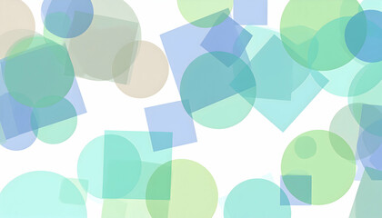 Pastel Blue and Green Geometric Shapes on White Background