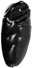 3D Black inflatable number 1 with a glossy plastic effect, inflated balloon style typography for trendy futuristic design