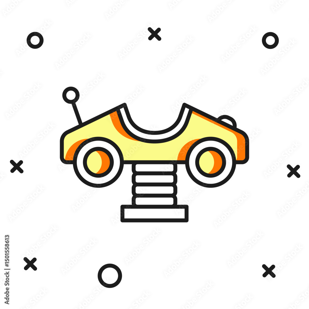Poster filled outline swing car on the playground icon isolated on white background. childrens carousel wit