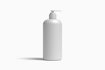 Cosmetic shampoo dispenser bottle mockup on white background.