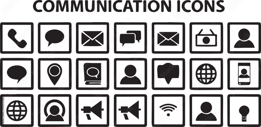 Poster communication concepts icon set clean vector design
