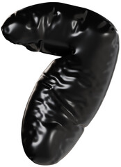 3D Black inflatable number 7 with a glossy plastic effect, inflated balloon style typography for trendy futuristic design