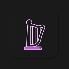 Filled outline Harp icon isolated on black background. Classical music instrument, orhestra string acoustic element. Flat filled outline style with shadow. Vector