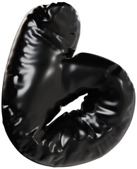3D Black inflatable number 6 with a glossy plastic effect, inflated balloon style typography for trendy futuristic design