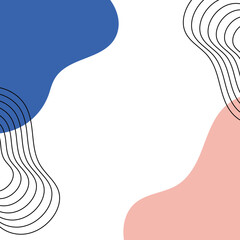 シンプルな正方形のアブストラクトフレーム　ネイビーとピンク