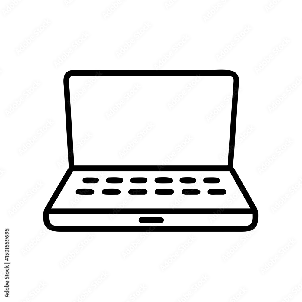 Poster simple outline detailed laptop computer device display screen shape icon