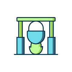 Filled outline Campfire and pot icon isolated on white background. Fire camping cooking in cauldron on firewood and flame. Flat filled outline style with shadow. Vector