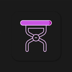 Filled outline Camping portable folding chair icon isolated on black background. Rest and relax equipment. Fishing seat. Flat filled outline style with shadow. Vector