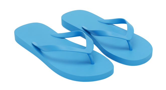 Two blue flipflops on blue surface