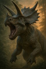 Fototapeta premium Majestic roaring dinosaur illustration