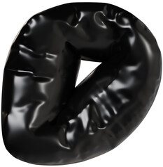 3D Black inflatable letter D with a glossy plastic effect, inflated balloon style typography for trendy futuristic design