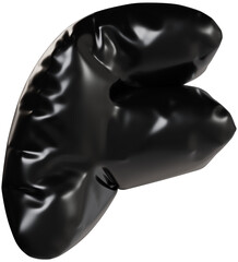 3D Black inflatable letter F with a glossy plastic effect, inflated balloon style typography for trendy futuristic design