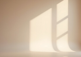Soft Window Shadow on Beige Wall with Warm Natural Light – Minimalist Abstract Interior Background