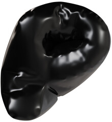 3D Black inflatable letter P with a glossy plastic effect, inflated balloon style typography for trendy futuristic design