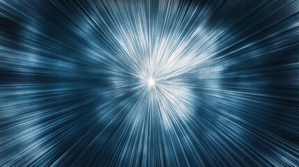 Light streaks emanate from a central point in blue hues