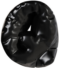 3D Black inflatable letter Q with a glossy plastic effect, inflated balloon style typography for trendy futuristic design