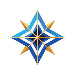 Star Logo Concept Blue Geometric Star With Gold D