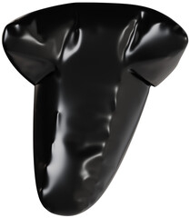 3D Black inflatable letter T with a glossy plastic effect, inflated balloon style typography for trendy futuristic design