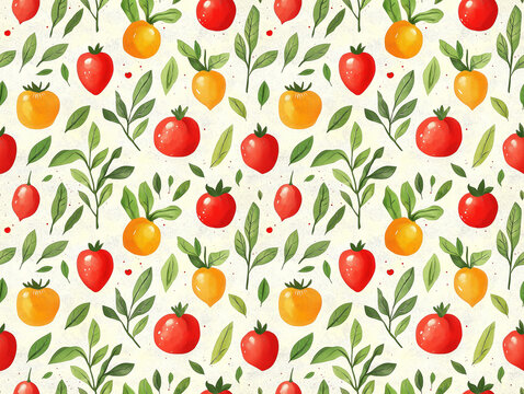Vibrant, playful tomatoes pattern with a modern twist