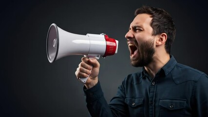 Man yelling through megaphone - Powered by Adobe