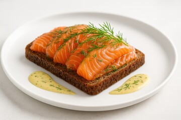 Gravlaxsmörgås – traditional Swedish open-faced salmon sandwich with dill and mustard sauce