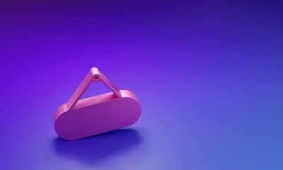 Pink Signboard hanging icon isolated on purple-blue background. Suitable for advertisements bar, cafe, pub, restaurant. Minimalism concept. 3D render illustration