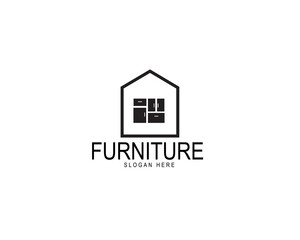 minimalist furniture logo inspiration. creative interior design with business card template.