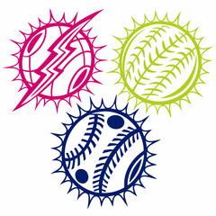 Abstract baseball designs sunburst style sporty