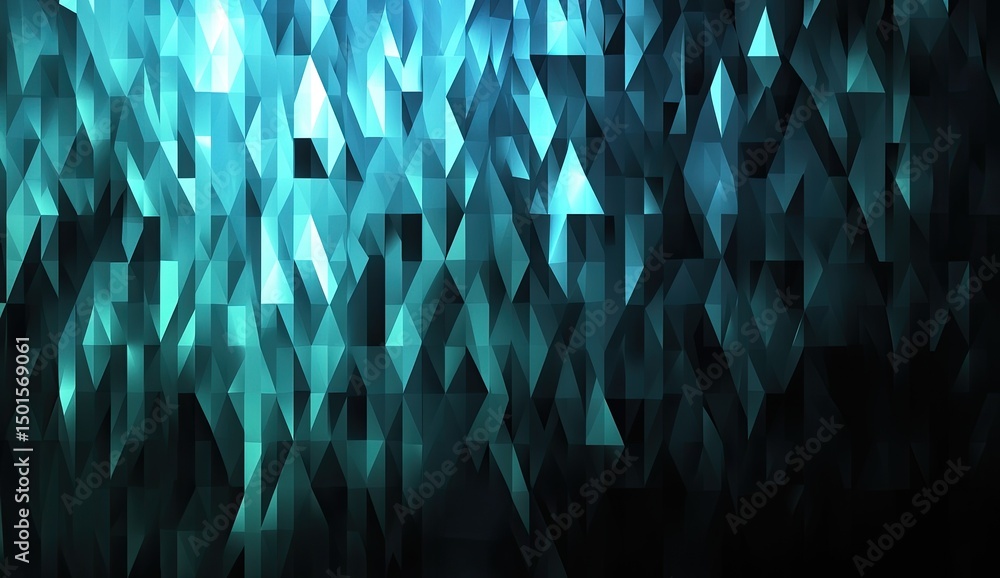 Aufkleber abstract teal and dark blue geometric pattern with numerous small triangles. a gradient of color fro