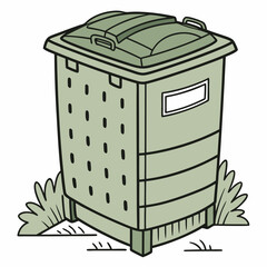 Green compost bin outdoor waste recycling