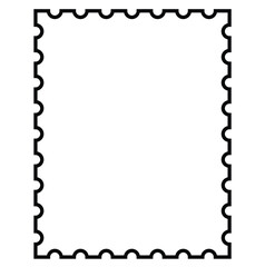 Cute cartoon hand drawn vector blank postage stamp silhouette.