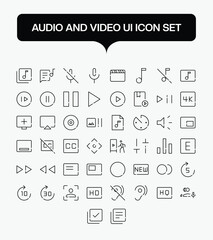 Audio and Video UI Icon Set | Flat Multimedia Interface Symbols for Web and App Design