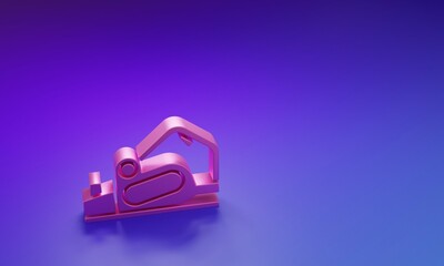 Pink Electric planer tool icon isolated on purple-blue background. Minimalism concept. 3D render illustration