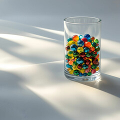 A clear cylindrical glass vessel approximat