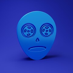 Fototapeta premium Blue Facial cosmetic mask icon isolated on blue background. Cosmetology, medicine and health care. Minimalism concept. 3D render illustration