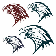 Four stylized eagle head designs vector illustration