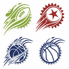 Abstract sport icons set american football basketball