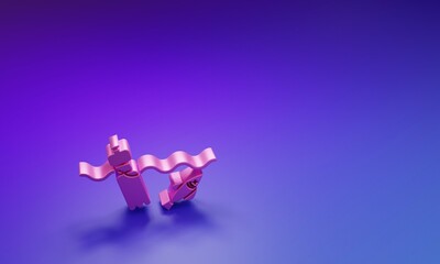 Pink The problem of pollution of the ocean icon isolated on purple-blue background. The garbage, plastic, bags on the sea. Minimalism concept. 3D render illustration
