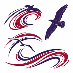 Elegant birds in flight abstract design elements