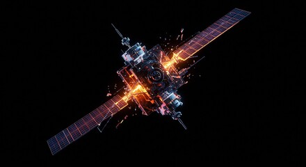 Digital Satellite Explosion in Space
