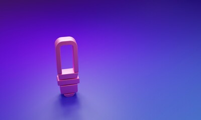 Pink LED light bulb icon isolated on purple-blue background. Economical LED illuminated lightbulb....