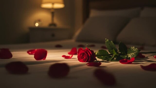 Romantic roses on a bed