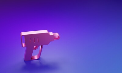 Pink Electric cordless screwdriver icon isolated on purple-blue background. Electric drill machine. Repair tool. Minimalism concept. 3D render illustration